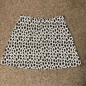 Loft Ann Taylor knit leopard print mini skater skirt neutral elastic waist